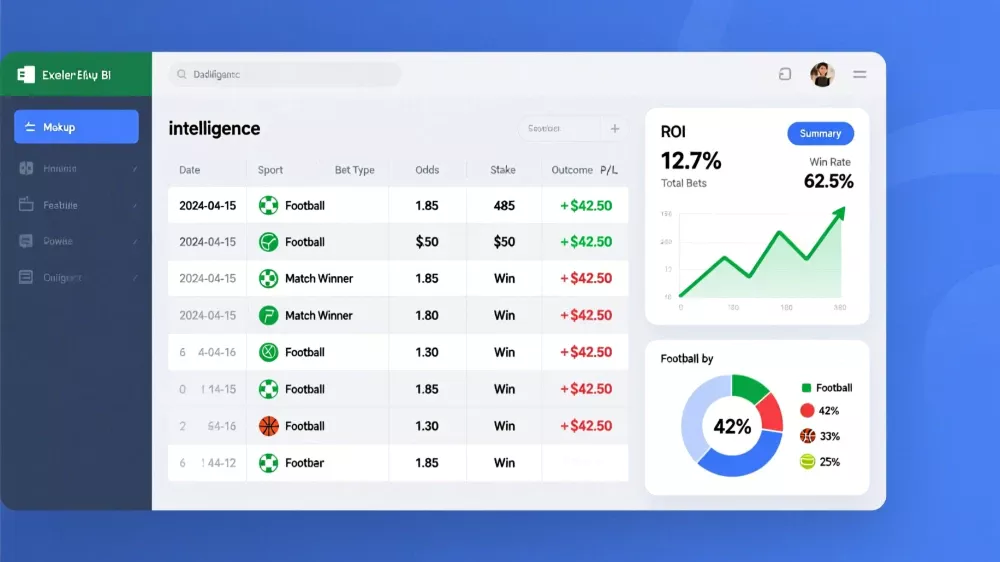 Betting record keeping dashboard with spreadsheet tracking system and performance statistics