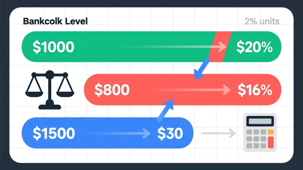 Unit system bankroll percentage calculation showing automatic adjustment across different bankroll levels